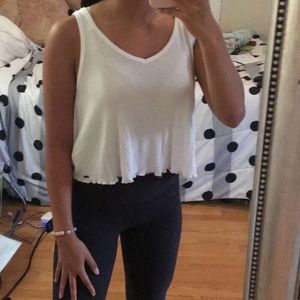 Hollister White lettuce edge tank top